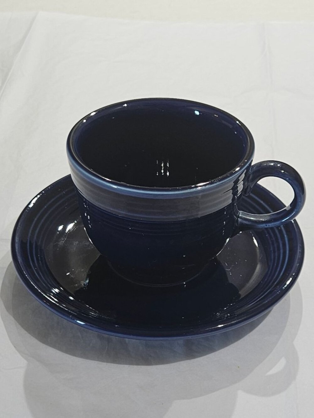 Fiestaware Cobalt Blue Tea Coffee Cup And Saucer Homer Laughlin Co Fiesta HLC